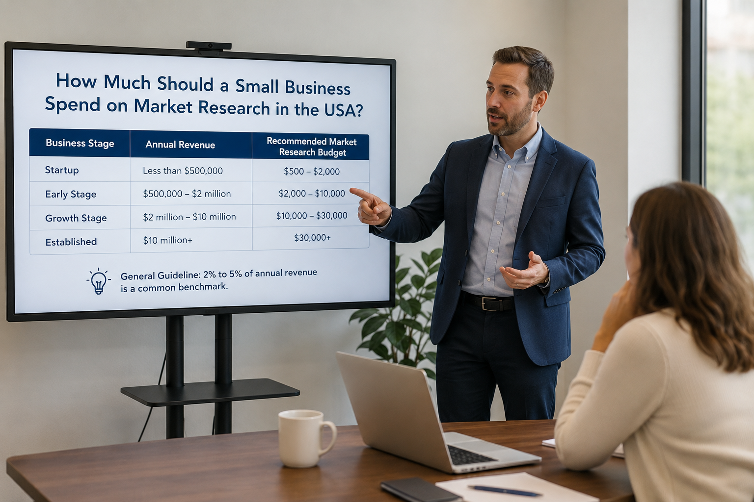 How much should a small business spend on market research in the USA?